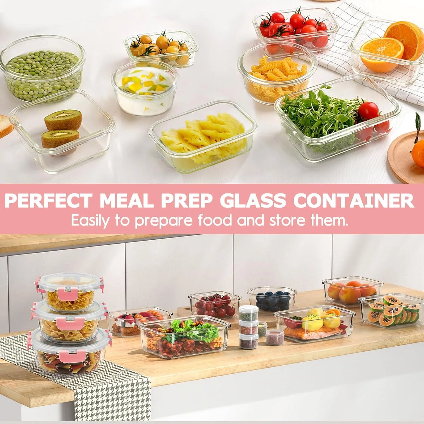 34-Pcs Glass Food Storage Set – Airtight Meal Prep Made Easy