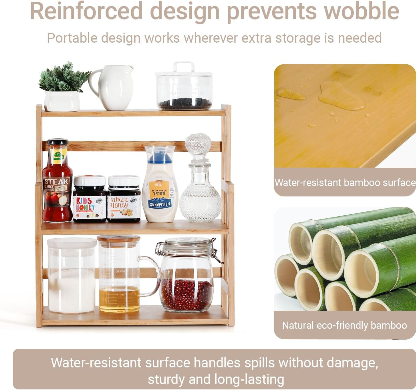 3-Tier Bamboo Spice Rack – Organize Your Kitchen in Style