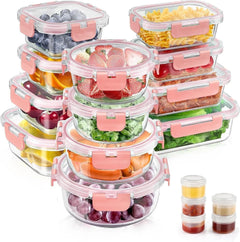 34-Pcs Glass Food Storage Set – Airtight Meal Prep Made Easy