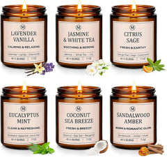 6-Pack Soy Candle Gift Set – 300 Hours of Relaxing Aromatherapy