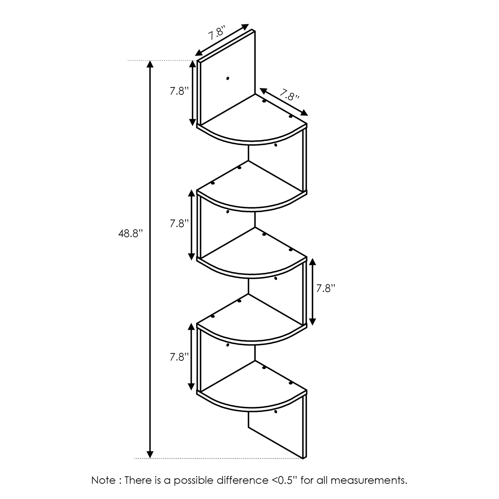 5-Tier Floating Corner Shelf – Maximize Space in Any Room