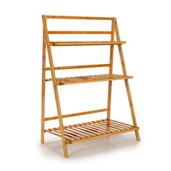 3-Tier Bamboo Plant Stand – Foldable Display Shelf for Balcony & Garden
