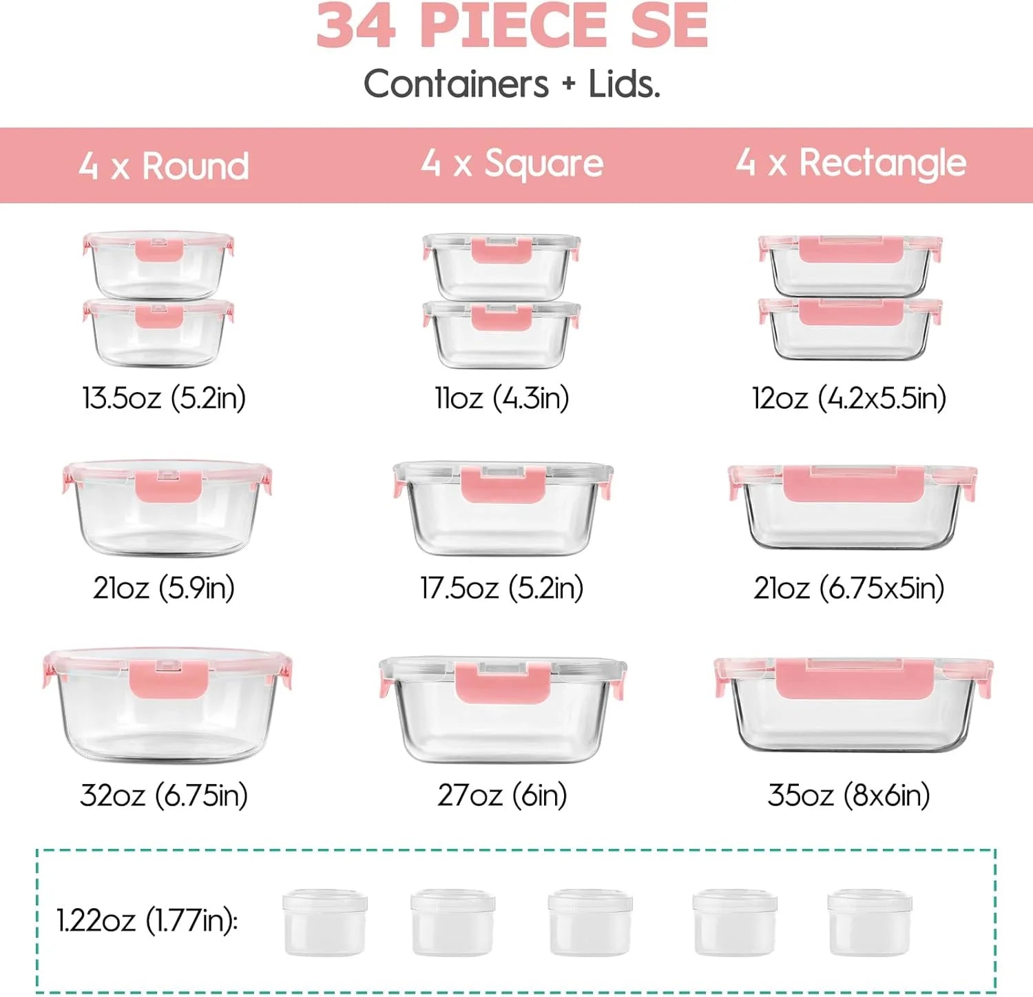 34-Pcs Glass Food Storage Set – Airtight Meal Prep Made Easy