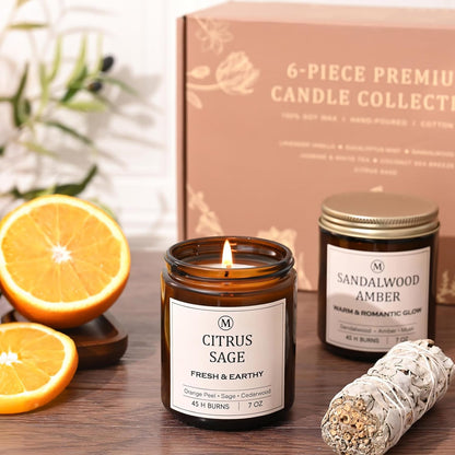 6-Pack Soy Candle Gift Set – 300 Hours of Relaxing Aromatherapy