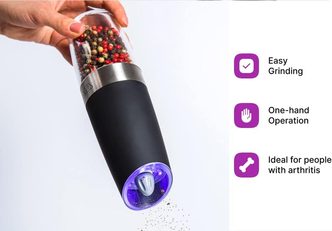 KSL Gravity Electric Salt & Pepper Grinder Set – Effortless Seasoning at Your Fingertips
