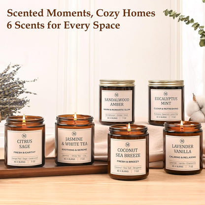 6-Pack Soy Candle Gift Set – 300 Hours of Relaxing Aromatherapy