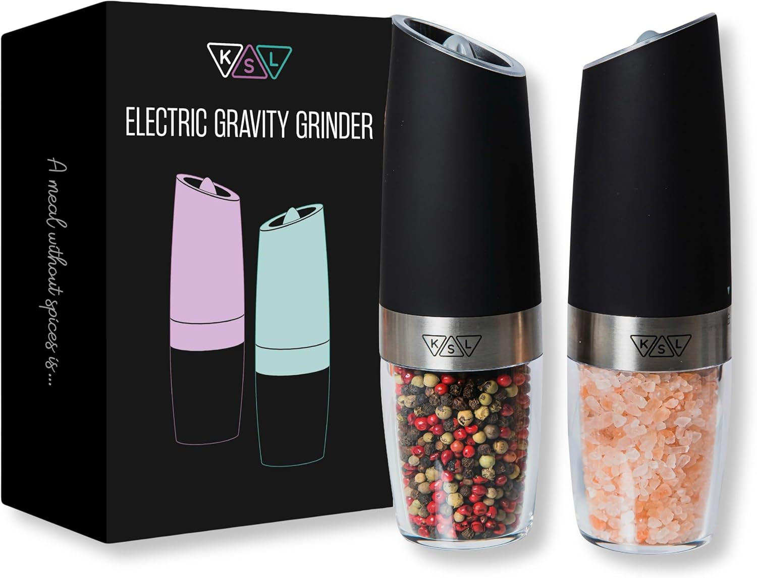 KSL Gravity Electric Salt & Pepper Grinder Set – Effortless Seasoning at Your Fingertips