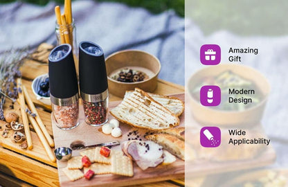 KSL Gravity Electric Salt & Pepper Grinder Set – Effortless Seasoning at Your Fingertips