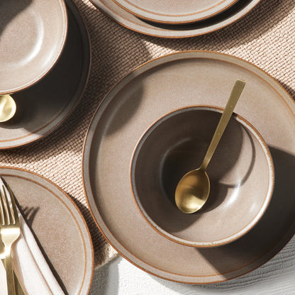 Banks Brown 12-Piece Stoneware Dinnerware Set – Rustic Elegance for Every Meal