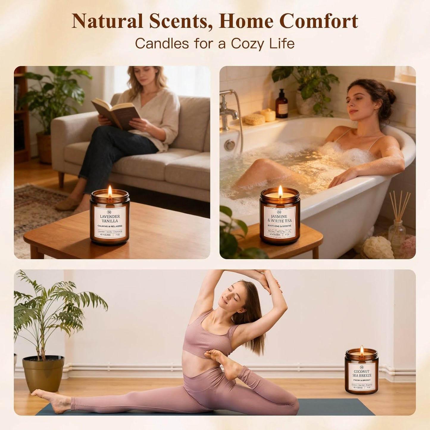 6-Pack Soy Candle Gift Set – 300 Hours of Relaxing Aromatherapy