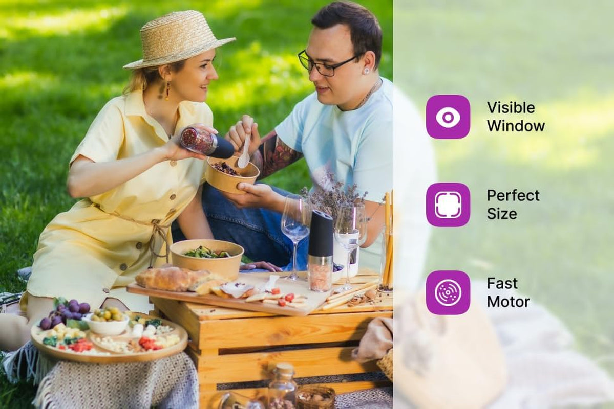 KSL Gravity Electric Salt & Pepper Grinder Set – Effortless Seasoning at Your Fingertips