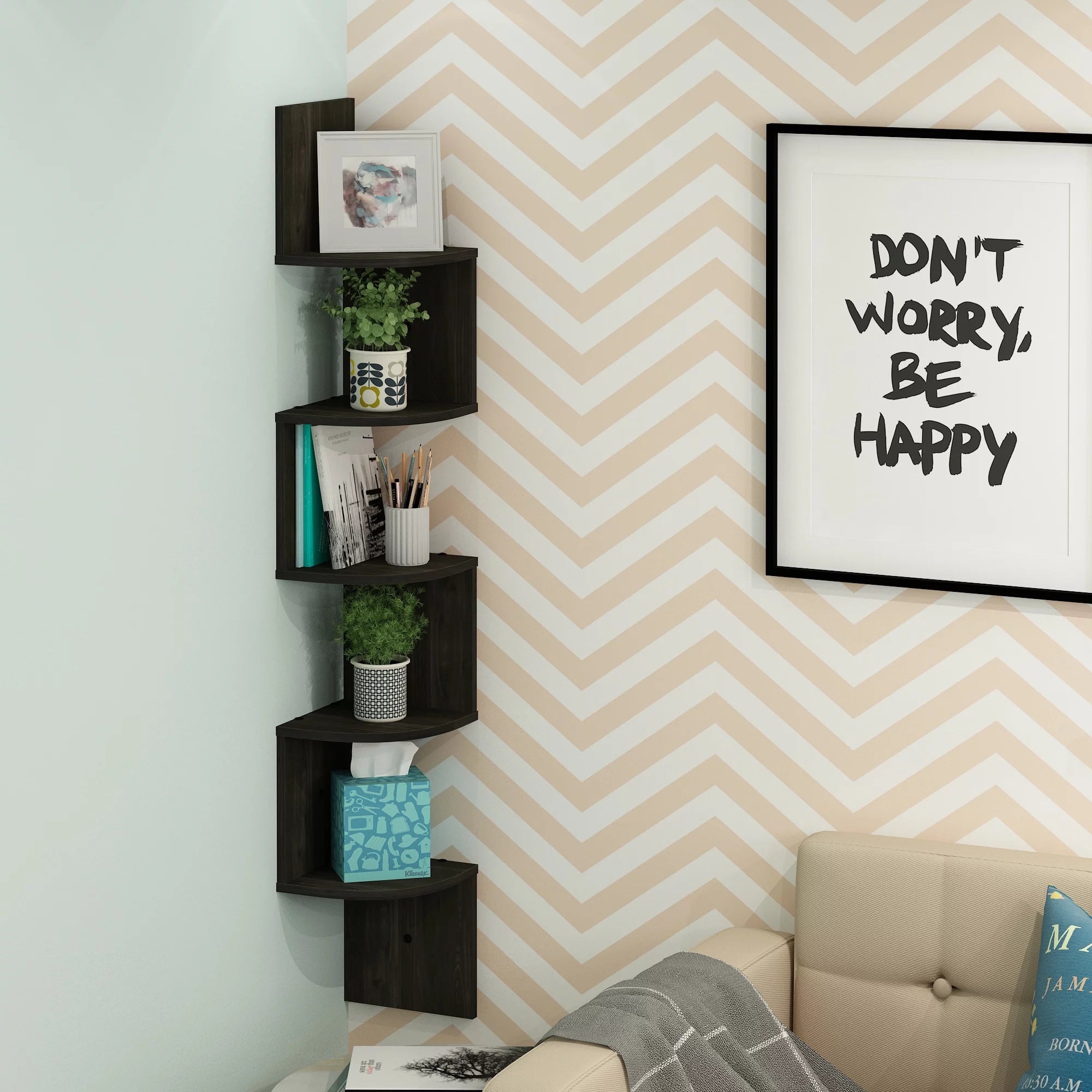 5-Tier Floating Corner Shelf – Maximize Space in Any Room